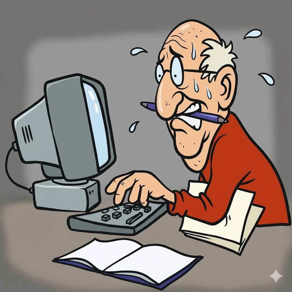 Cartoon image of me at work